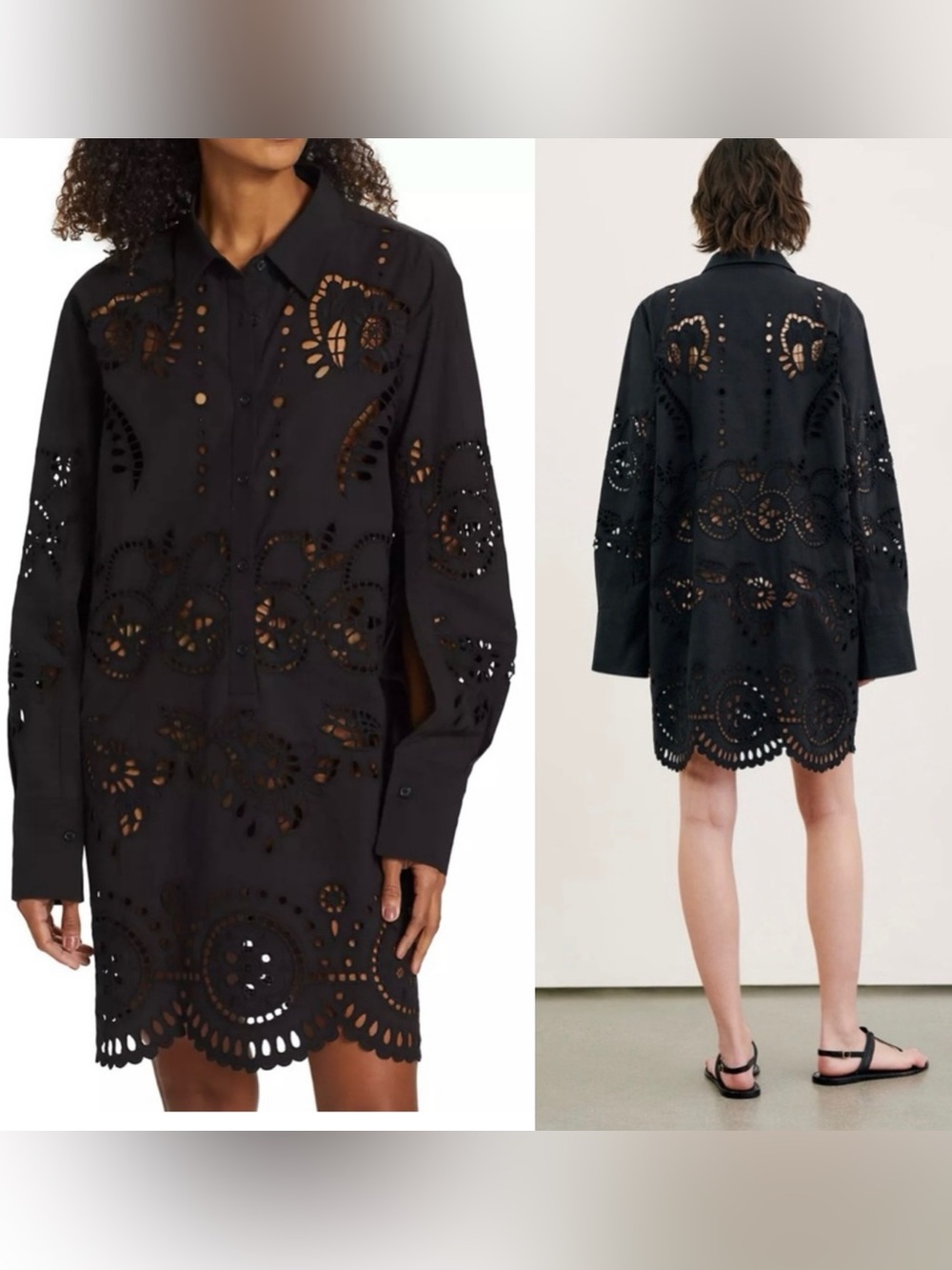 Nili Lotan Mathilde Embroidered Poplin Dress